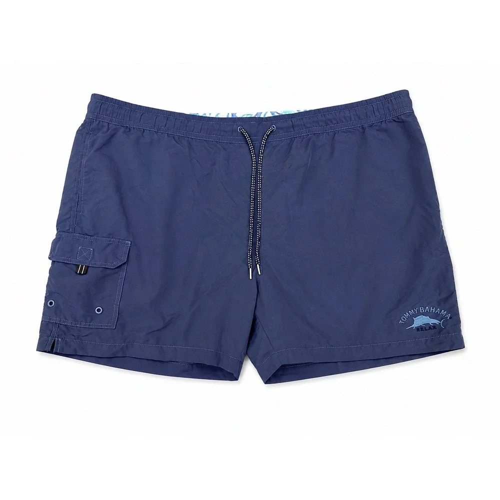 Tommy Bahama Relax Men's Swim Trunks Blue Marlin Embroidered Cargo Swim Size 3XB